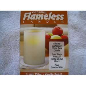  Flameless Candle 4 inch Pillar Vanilla