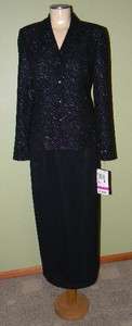 NWT R&M RICHARDS Formal BLACK Evening Cocktail Skirt Suit Outfit 8 