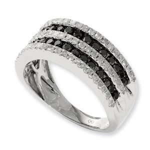  1.017 Ct Sterling Silver Black and White Diamond Ring 