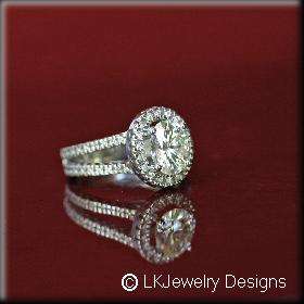 55 Ct OVAL MOISSANITE ENGAGEMENT HALO PAVE RING  