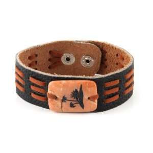    Natural Leather Bracelet With Stone Accent   Island Design Jewelry