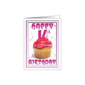    14th Birthday, cake stars pink, cup cake Card Toys & Games