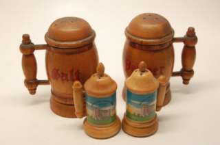 Salt Pepper S&P Shaker 2 Sets Wooden Detroit Steins NR  