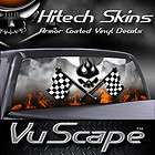VuScape Rear Window Vinyl   CHECKERED FLAG WITH FLAMES