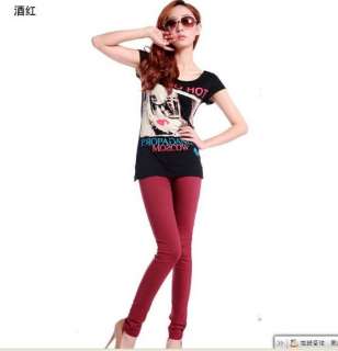 women tight strechy skinny slim pencil candy colors pants jeans L 