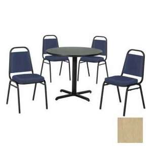 42 Round Table & Economy Stack Chair Set, Maple Fusion Laminate Table 
