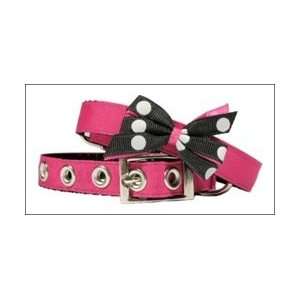  Bow Wow Bows Dog Collar Black and Pink