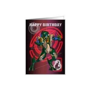  8th Happy Birthday with Robot warrior Card Toys & Games