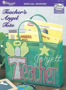 Teachers Angel Tote Bag plastic canvas pattern  