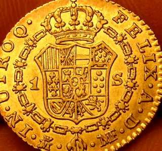   GOLD COIN 1793 SPANISH GOLD PIRATE TREASURE 1 ESCUDO DOUBLOON  