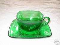 Anchor Hocking Forest Green Cup and Saucer  
