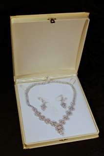 Wedding bridal earrings and necklace set   Cubic zirconia 18K gold 