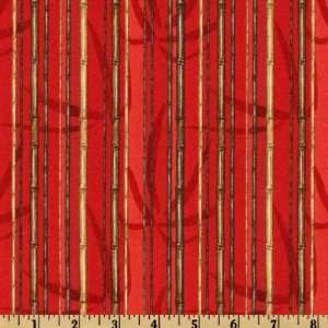  44 Wide Silk Garden Bamboo Red Fabric By The Yard Arts 