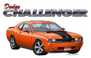 2008 2011 Dodge Challenger Muscle Car Cartoon Tshirt  