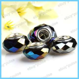 5pcs Murano Art Faceted Purple AB Crystal Glass Lampwork Beads  