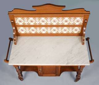 Late Victorian Antique Mahogany Marble Top Washstand  