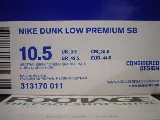 Nike Dunk Low Premium SB LOON BLACK GREEN SPARK Sz 10.5  