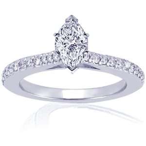Ct Marquise Shape Diamond Engagement Ring Pave SI2 D COLOR 14K WHITE 