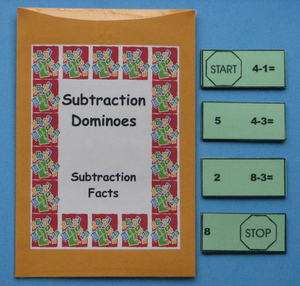 Teacher Made Math Center Resource Game Subtraction  