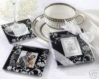 100 Black and White Glass Photo Coaster Favors Wedding  