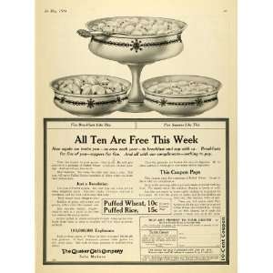  1914 Ad Quaker Oats Puffed Wheat Rice Breakfast Cereal 