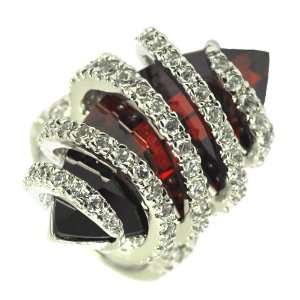  Large Marquise SHaped Garnet & Pave CZ Ring. Jewelry