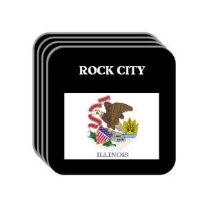  US State Flag   ROCK CITY, Illinois (IL) Set of 4 Mini 