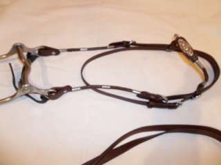 Leather Poco Style Bridle With Reins and Kelly Bit, Western Leather 
