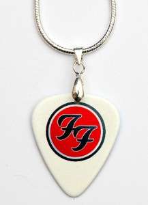 Foo Fighters Silver Guitar Pick Necklace + 2 Sided Pick  