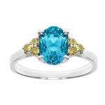 61 Ct Blue Topaz Canary Diamond Sterling Silver Ring Price $39.99 