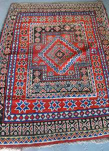 OLD ANTIQUE KURDISH RUG   HIGHLY DESIRABLE PATTERN & COLOR   GREAT 