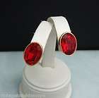 Les Bernard Large Faceted Red Glass Vintage Clip Earrings