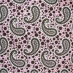  54 Wide Paisley Polka Dots Pink/ Brown Fabric By The 