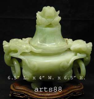 Old Chinese Green Serpentine Jade of Incense Burner # 4  