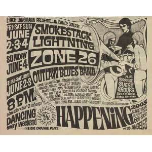Smokestack Lightning Original Hollywood Concert Ad 1968
