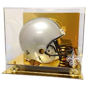 New Orleans Saints Gold Mirrored Finish Helmet Display 