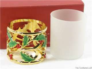   ap6 0 lenox holiday gold holly votive candle holder new in box