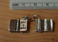 Sterling Silver Open Holy Bible Bookmark & Cross Charm  