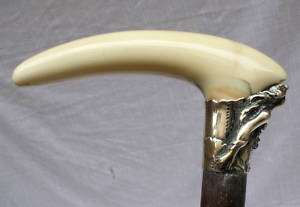 MAGNIFICENT FRENCH ART NOUVEAU STERLING WALKING CANE  