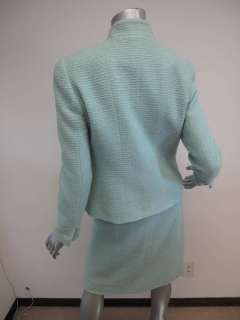 COLLECTION 97C* Chanel Mint Green Ribbed Button Down Jacket/Skirt Suit 