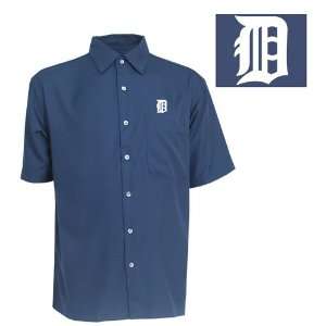 Detroit Tigers Premiere Shirt by Antigua   Navy Small  