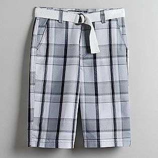 Young Mens Belted Plaid Shorts  Southpole Clothing Young Mens Shorts 