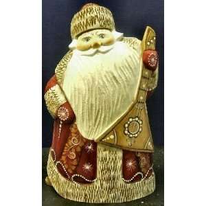  6.5 Inch Russian Carved Wood Santa with Balalaika