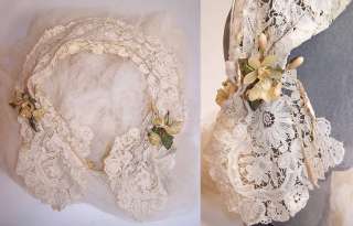 Edwardian Antique Battenburg Duchesse Bobbin Lace Bridal Wedding Veil 