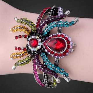 ARINNA Swarovski ruby Crystal spider GP bangle Bracelet  