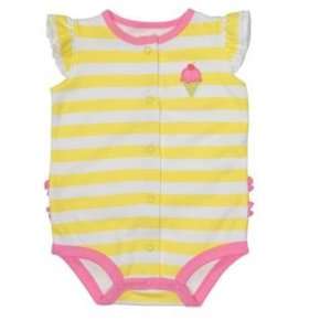   Flutter Sleeve Cotton Creeper Ice Cream Cone Yellow/White (9 Months