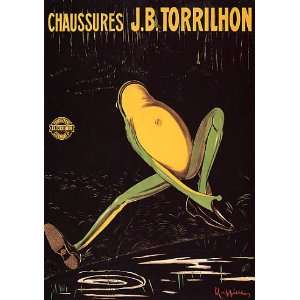  FROG CHAUSSURES J B TORRILHON SHOES FRENCH VINTAGE POSTER 