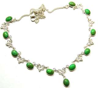 CN709 UNIQUE GREEN TURQUOISE 925 STERLING SILVER NECKLACE JEWELRY 