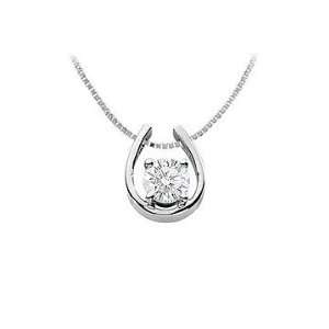  Cubic Zirconia Horseshoe Pendant  14K White Gold   1.00 