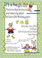 Personalized POOL PARTY SWIMMING Birthday Invitations  